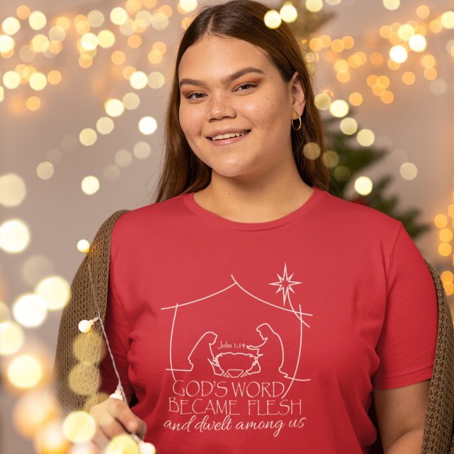 John 1:14 Christliche Krippe Weihnachten T-Shirt (Von Creator hochgeladen)