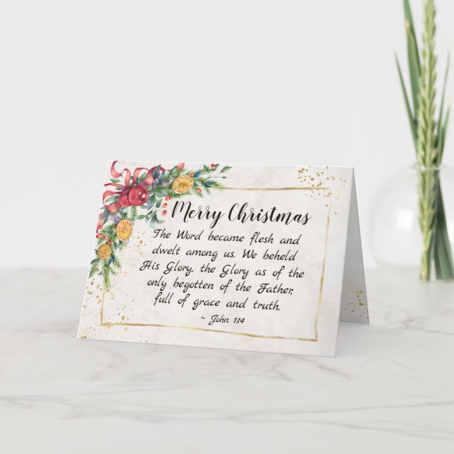 John 1:14 Das Wort wurde Fleisch, Weihnachten Karte (Vorderseite)