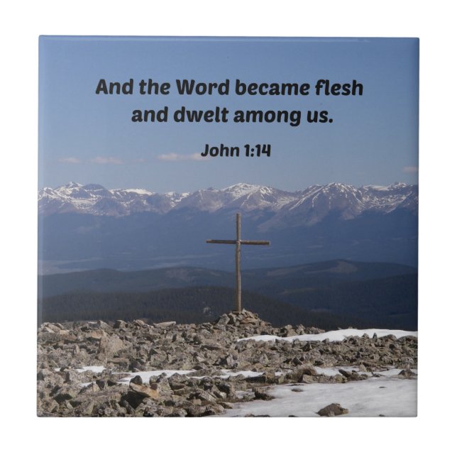 John 1:14 Und das Wort wurde Fleisch und lebte Fliese (Vorderseite)
