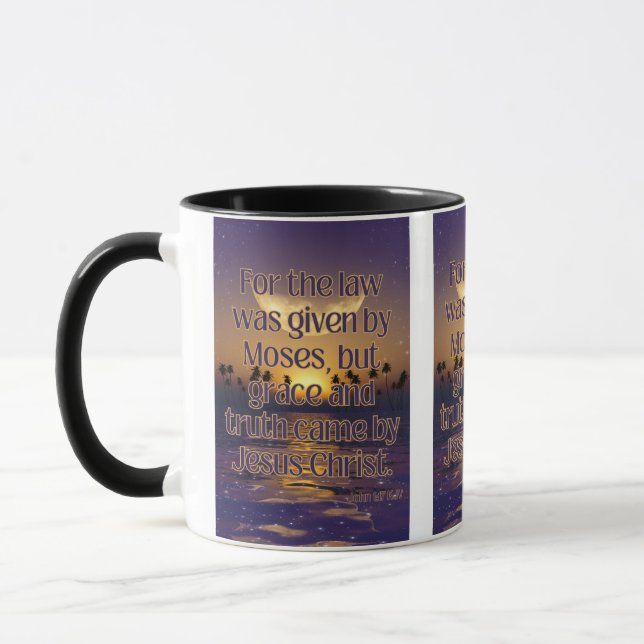 John 1:17 KJV Bible Verse Pic Two-Tone Tasse (Links)