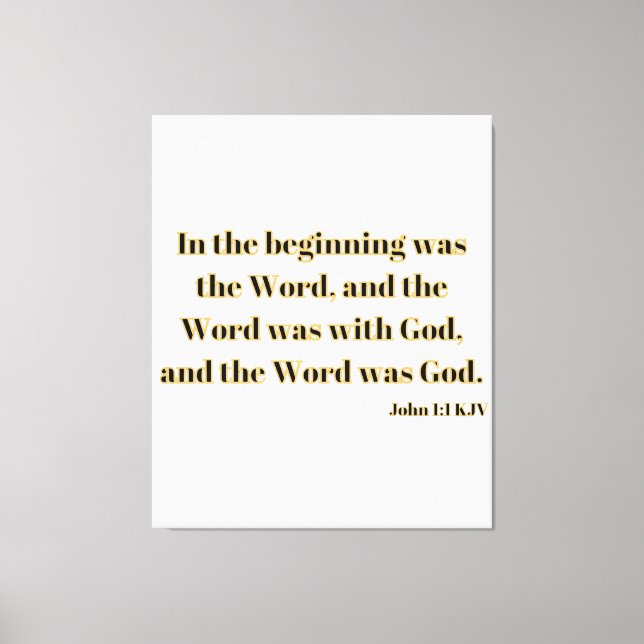 John 1:1 Bibelschrift KJV Leinwand Mauer Kunst (Vorderseite)