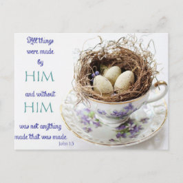 John 1:3 Scripting Bird Nest Postcard Postkarte