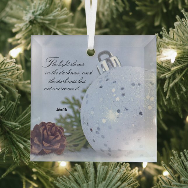 John 1:5 Der helle Weihnachtsglasverzierung Ornament Aus Glas (Insitu)