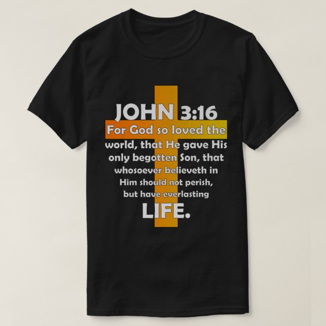 John 316 KJV Bible Verse auf der Rückseite Premium T-Shirt (Design vorne)