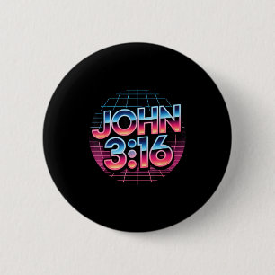 John 3_16 80er Retro Christlicher Glaube Design Button
