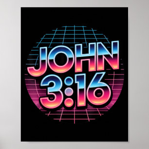 John 3_16 80er Retro Christlicher Glaube Design Poster