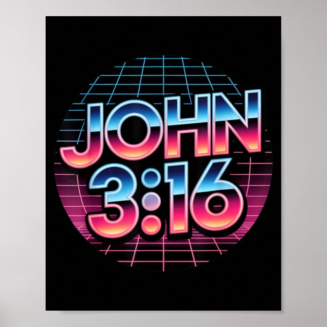 John 3_16 80er Retro Christlicher Glaube Design  Poster (Vorne)