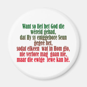 John 3:16 Afrikaans Magnet