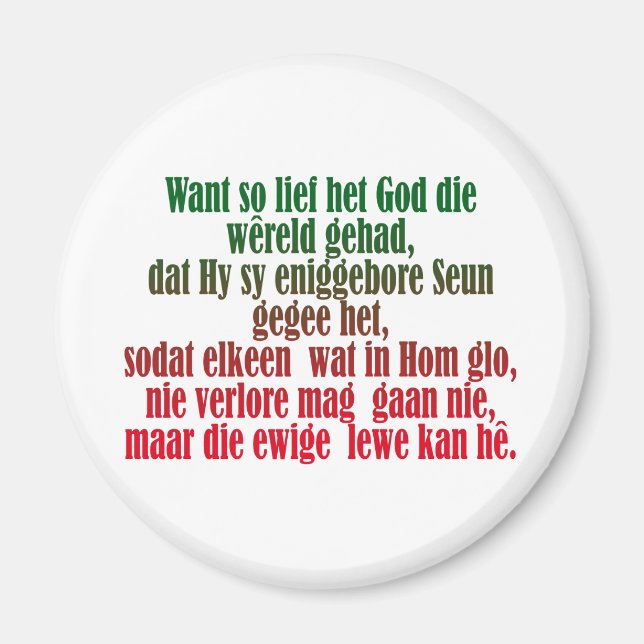 John 3:16 Afrikaans Magnet (Vorne)