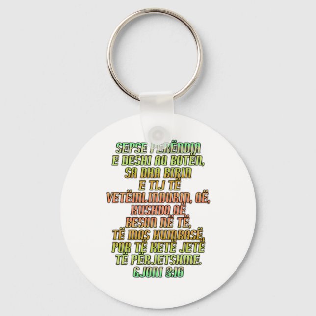 John 3:16 Albanisch Schlüsselanhänger (Vorderseite)