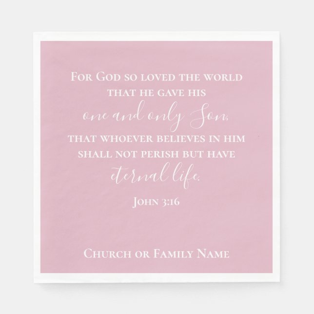 John 3:16 | Benutzerdefinierter Text Pink Christli Serviette (Vorderseite)