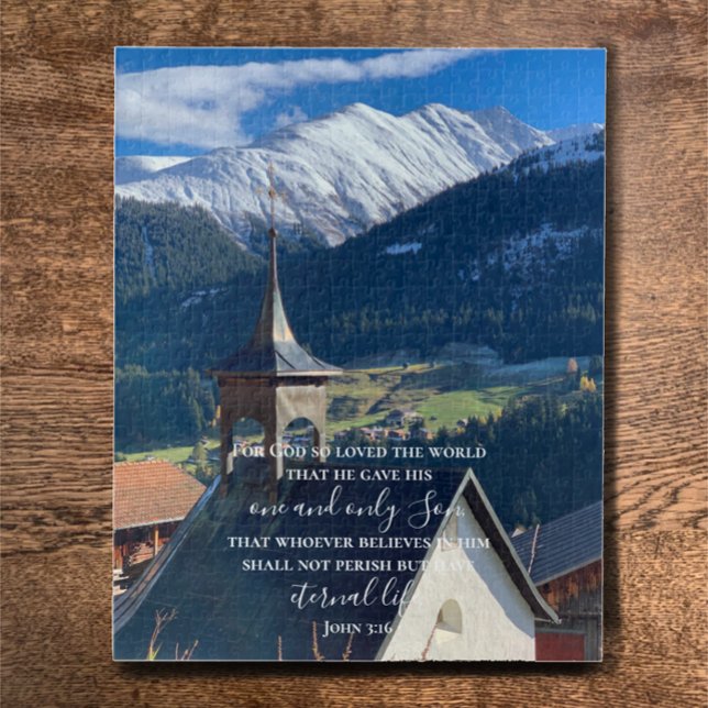 John 3:16 Benutzerdefinierter Text | Schweizer Alp Puzzle (Enjoy a puzzle of scenic Switzerland, my original unique photo with custom Bible verse John 3:16
)