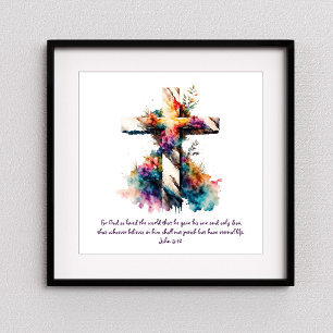 John 3:16 Bibelkreuz Christliche Verse Poster