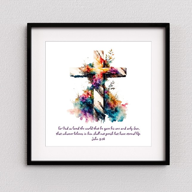 John 3:16 Bibelkreuz Christliche Verse Poster (Von Creator hochgeladen)