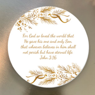 John 3:16 Bibelschrift Elegant Golden Christmas Runder Aufkleber