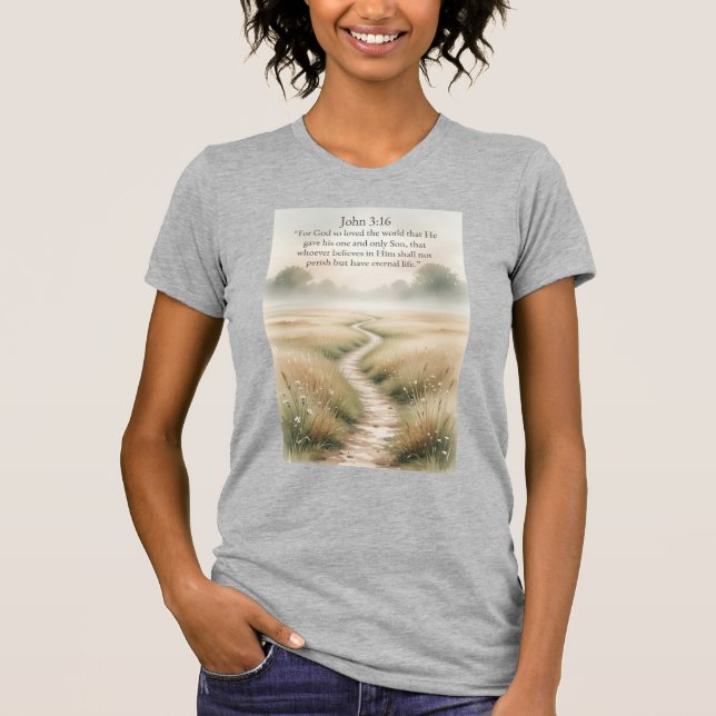 John 3:16 Bibelvers Damen T-Shirt (Vorderseite)