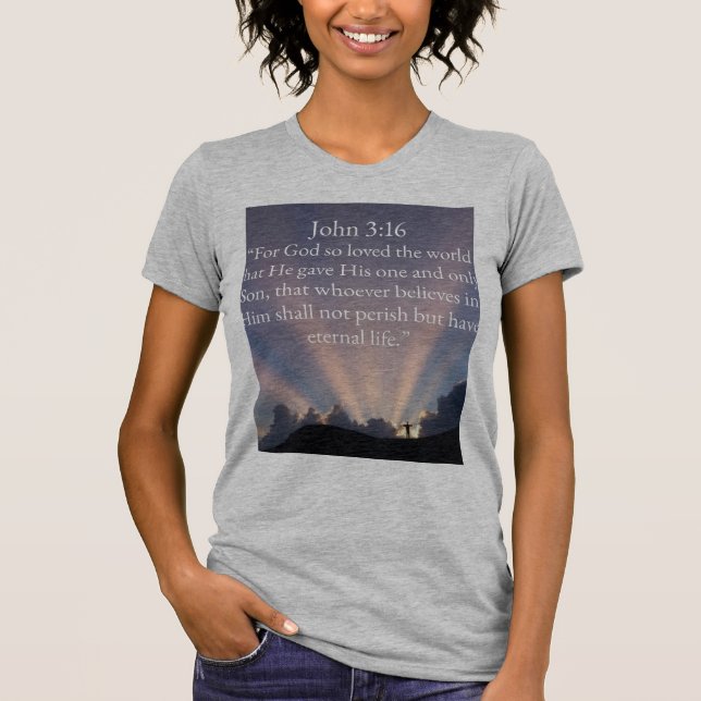 John 3:16 Bibelvers Damen T-Shirt (Vorderseite)