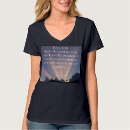John 3:16 Bibelvers Damen V-Ausschnitt T-Shirt