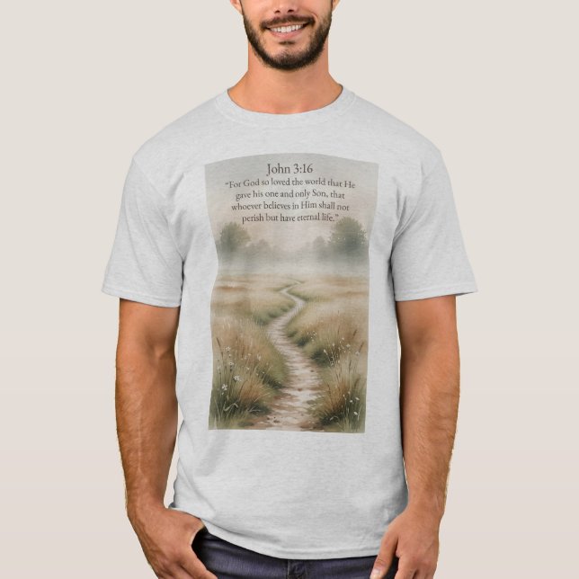 John 3:16 Bibelvers Männer T-Shirt (Vorderseite)
