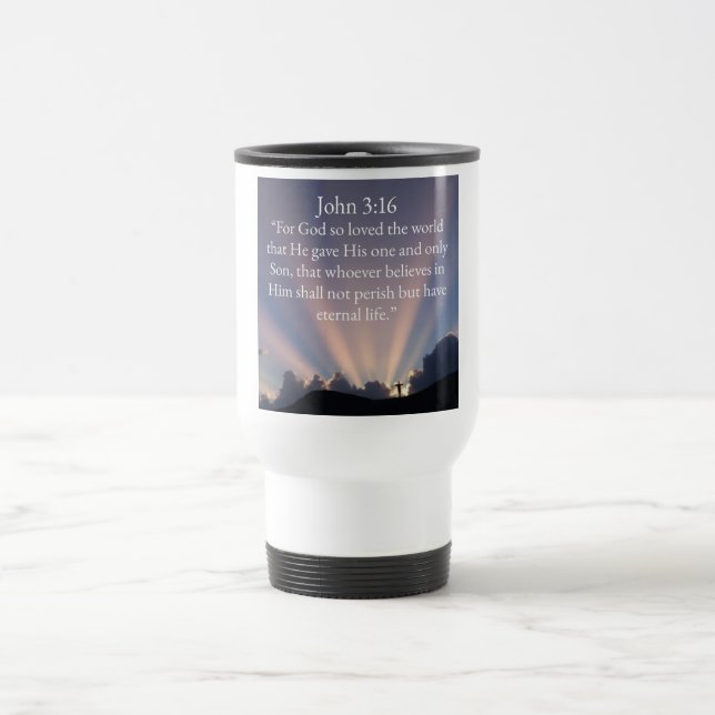 John 3,16 Bibelvers Reisetasse Kaffee Reisebecher (Mittel)