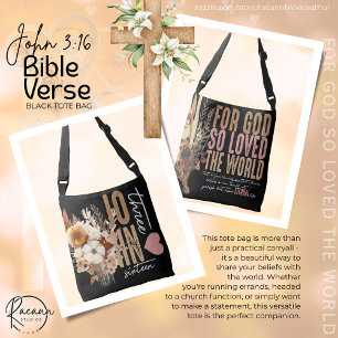 John 3:16 Bibelvers Schwarze Tüte Tasche