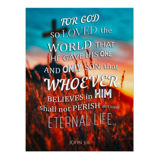 John 3:16 Bibelverse Poster (Vorderseite)