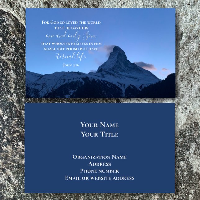 John 3:16 Bibelverse | Schweizer Alpen Original Fo Visitenkarte (Customize this unique business card with my original Matterhorn nature photo and John 3:16 scripture)