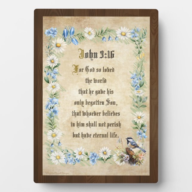 John 3:16 Bible Quote Tabletop Plaque with Easel Fotoplatte (Vorderseite)
