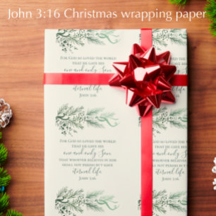John 3:16 Bible Verse Custom Moderne Weihnachten Geschenkpapier