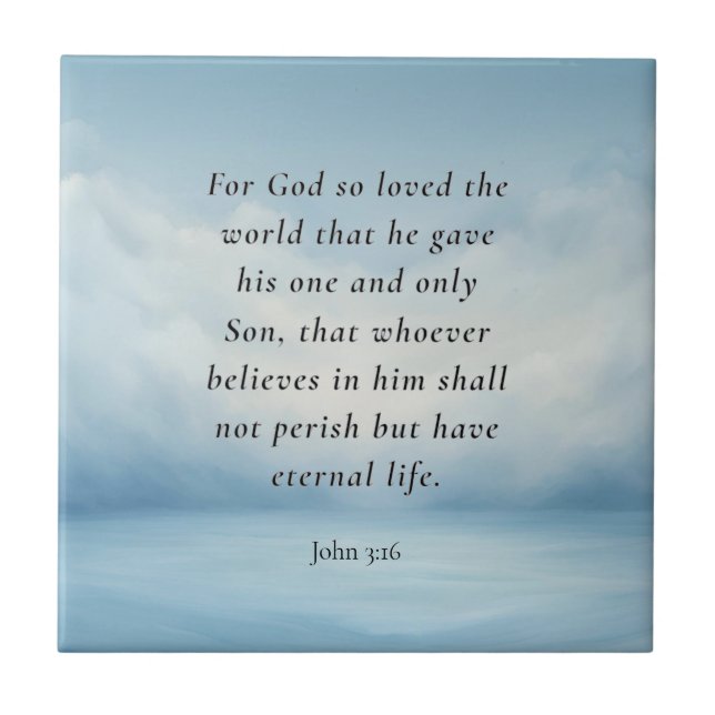 John 3:16 Bible Verse Image Fliese (Vorderseite)