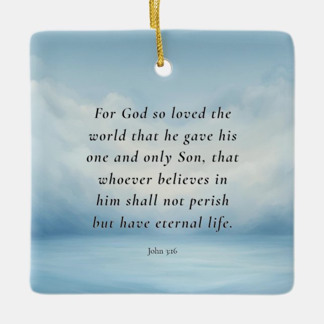 John 3:16 Bible Verse Image Keramikornament (Vorderseite)