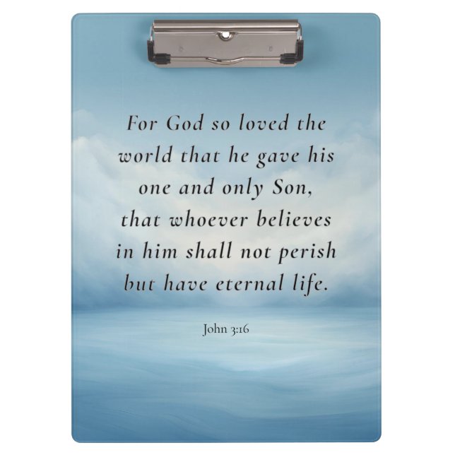 John 3:16 Bible Verse Image Klemmbrett (Vorderseite)