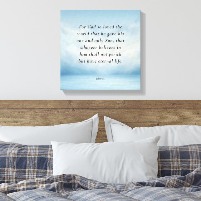 John 3:16 Bible Verse Image Leinwanddruck (Insitu (Schlafzimmer))