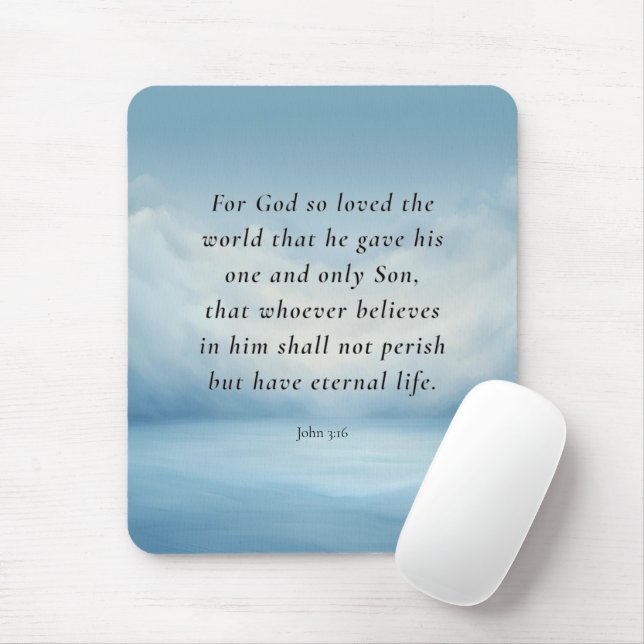 John 3:16 Bible Verse Image Mousepad (Mit Mouse)