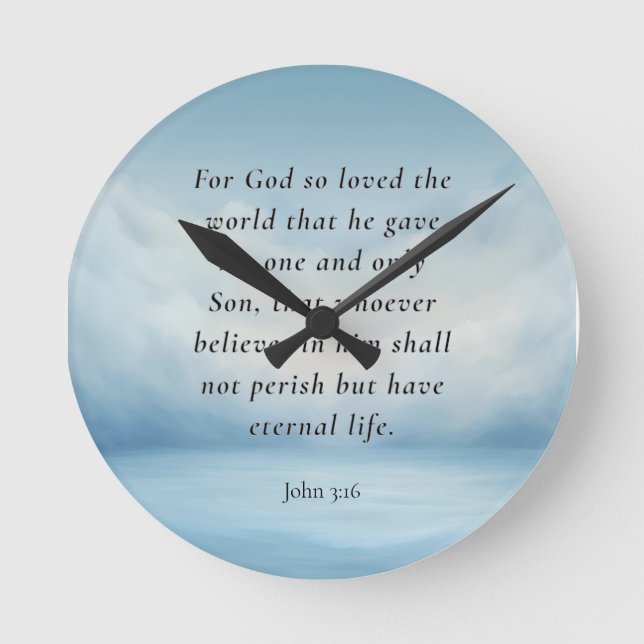 John 3:16 Bible Verse Image Runde Wanduhr (Vorderseite)