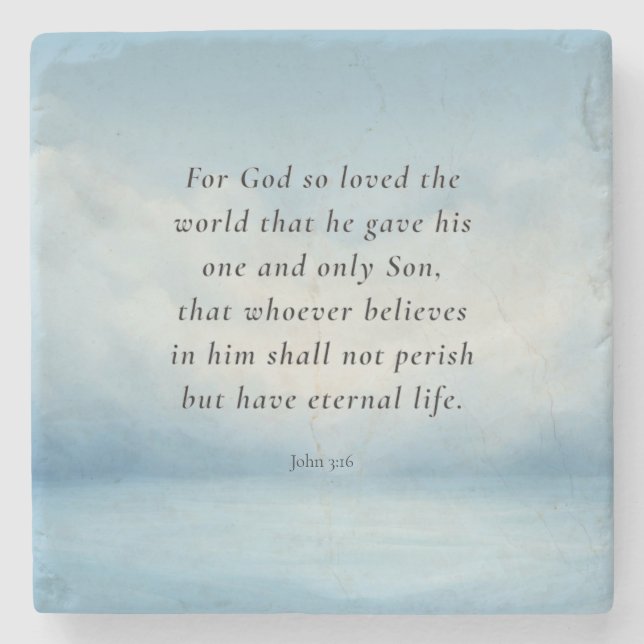 John 3:16 Bible Verse Image Steinuntersetzer (Vorderseite)