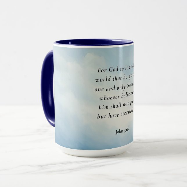 John 3:16 Bible Verse Image Tasse (Vorderseite Links)