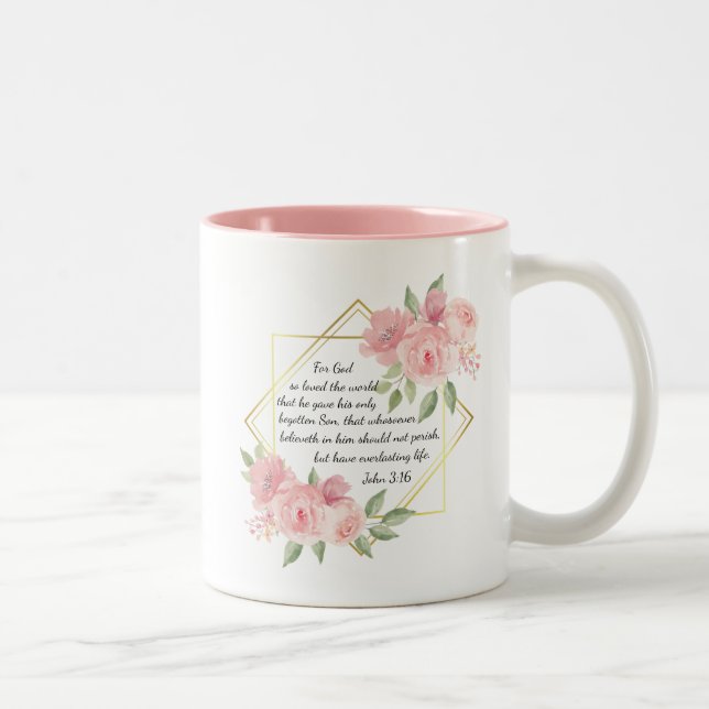 John 3:16 Bible Verse inspirierend Zweifarbige Tasse (Rechts)