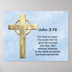John 3:16 (blau) poster