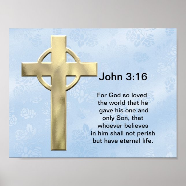 John 3:16 (blau) poster (Vorne)