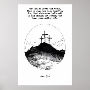 John 3 16 Calvary Hill Kunstdruck Für Gott So Geli Poster
