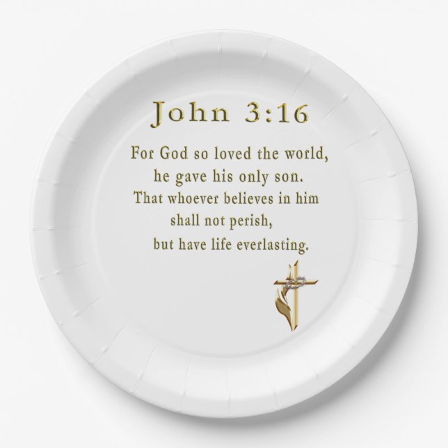 John 3:16 christliche Geschenke Pappteller (Vorderseite)