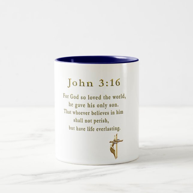 John 3:16 christliche Geschenke Zweifarbige Tasse (Mittel)