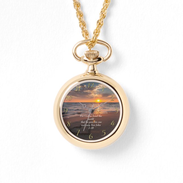John 3:16 Christlicher Glaubenssaal mit Sonnenunte Armbanduhr (Vorderseite)
