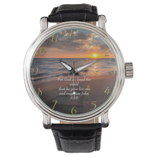 John 3:16 Christlicher Glaubenssaal mit Sonnenunte Armbanduhr