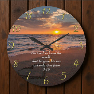 John 3:16 Christlicher Glaubenssaal mit Sonnenunte Große Wanduhr
