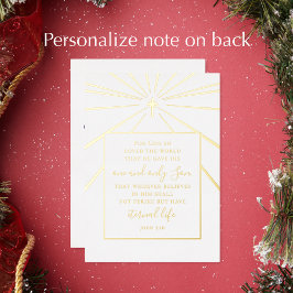 John 3:16 Custom Religious Church Christmas Gold Folien Feiertagskarte