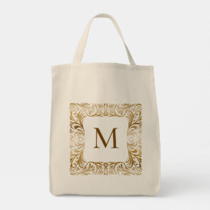 John 3:16 Custom Scripture Elegant Golden Monogram Tragetasche
