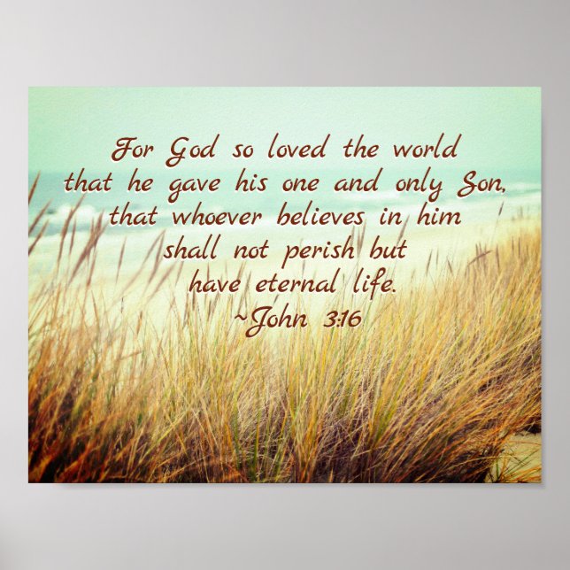John 3:16 Denn Gott liebte so die Welt, Bibel Vers Poster (Vorne)