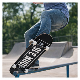 John 3:16 Einfache moderne Schwarz-Weiß-Christlich Skateboard